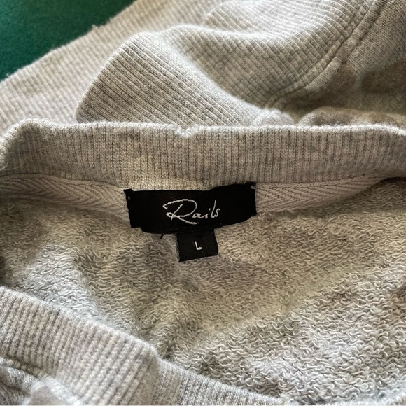 Rails Marlo Flocked Heather Grey Leopard Print Side Zip Pullover Sweatshirt Sz L - Picture 9 of 12